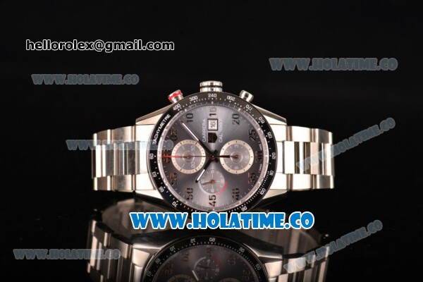 Tag Heuer Carrera Calibre 1887 Automatic Chrono Swiss Valjoux 7750 Automatic Full Steel with Grey Dial and Arabic Numeral Markers (Original) - Click Image to Close